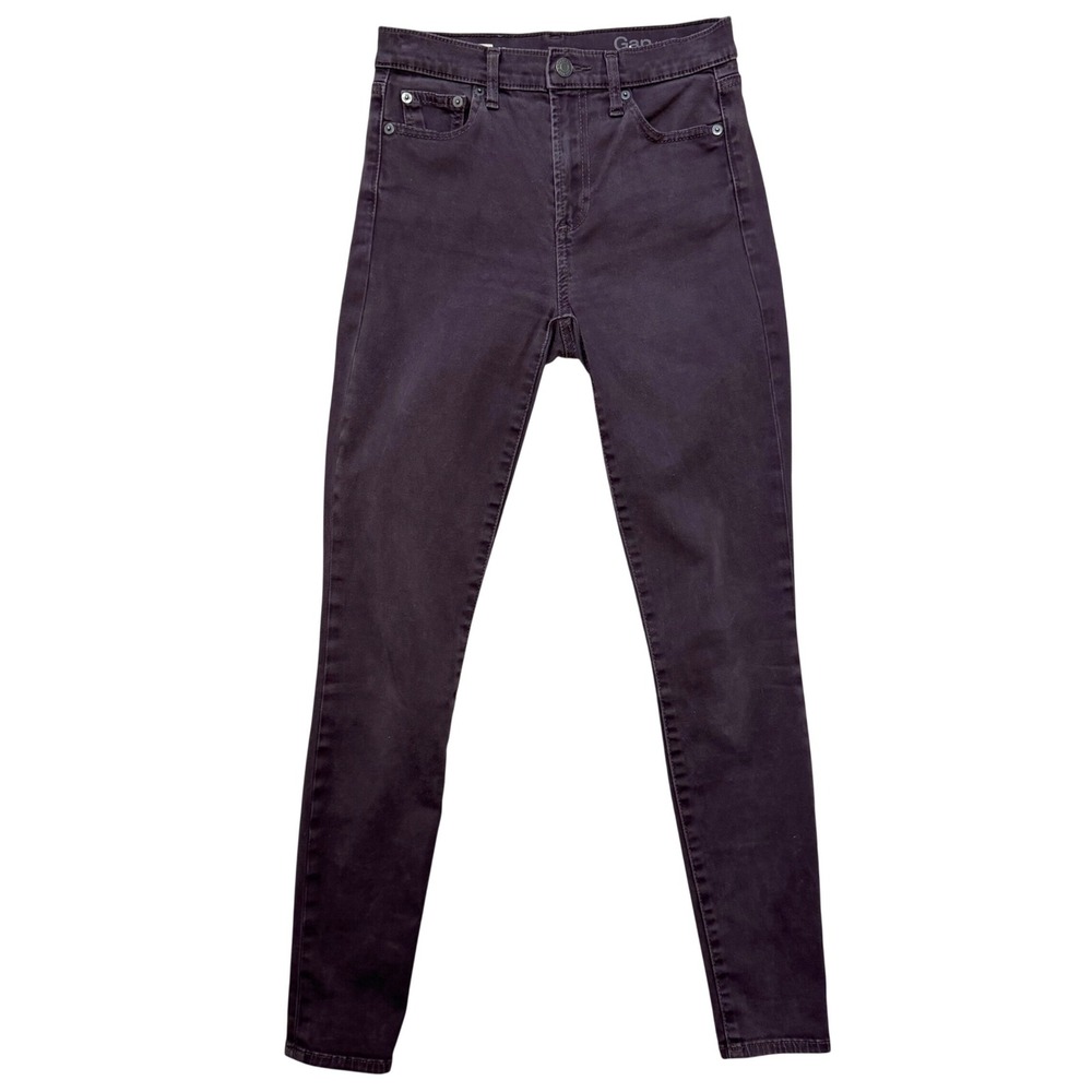 Gap 1969 True Skinny High Rise Jeans Plum Dark Academia Denim Sz 25r minimalist